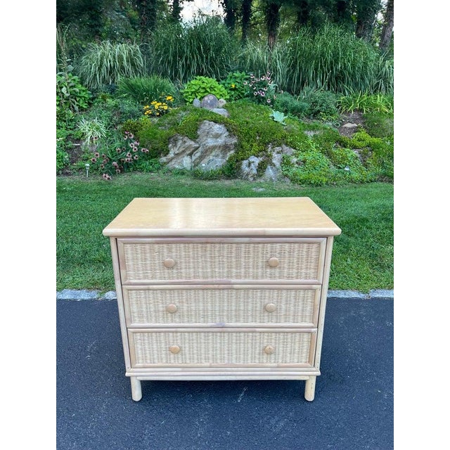 Petite Three Drawer Chest, Wicker and Wood, Bohemian Style, 1980s For Sale - Image 13 of 18