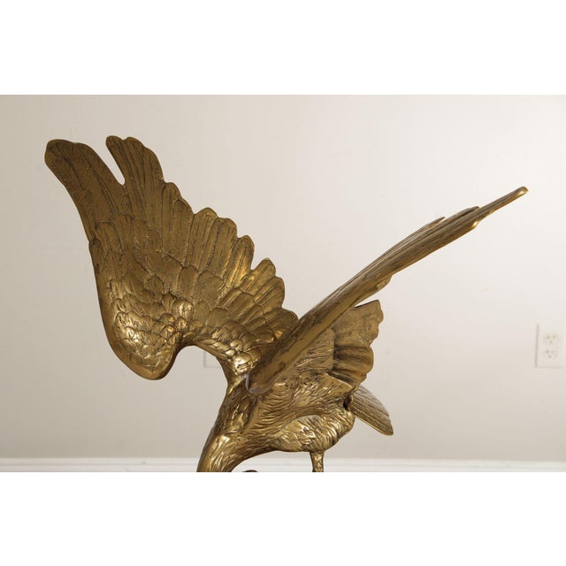 American Large Vintage Brass Eagle Statue For Sale - Image 3 of 12
