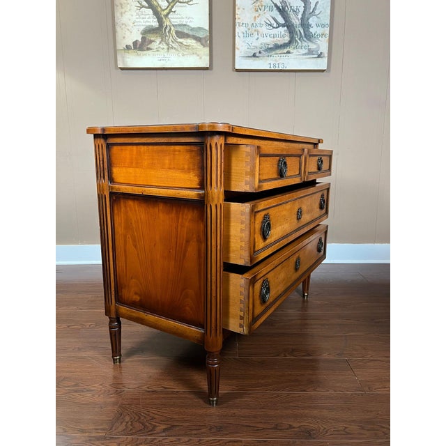 Brown Antique French Commode Chest of Drawers Louis XVI Mahogany Brass C1930 For Sale - Image 8 of 18