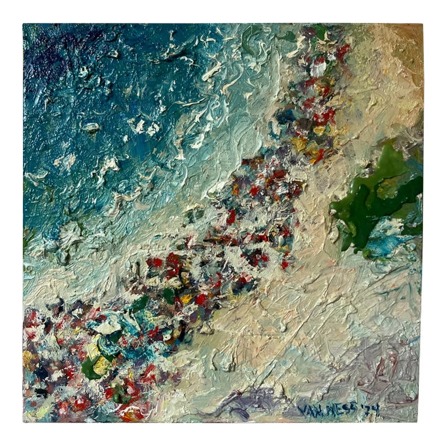 Abstract Beach, Original Oil Painting, Art, by Van Ness For Sale
