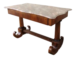 Walnut Russian Writing Desk Faux Painted Marble Top