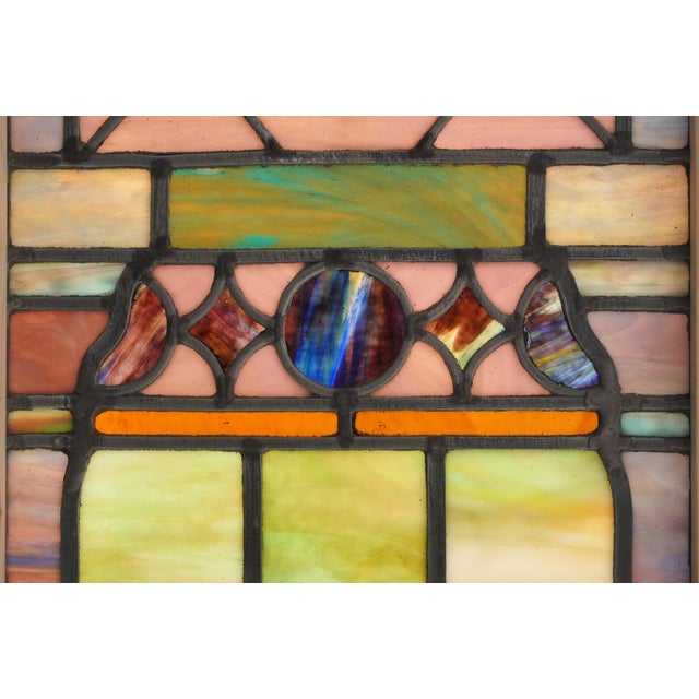 Wood Set of Gothic Wood Framed Leaded Stained Glass Windows For Sale - Image 7 of 10