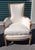 1950s Pair Mid Century 1950s Arm Chairs White Moire Fabric For Sale - Image 5 of 11