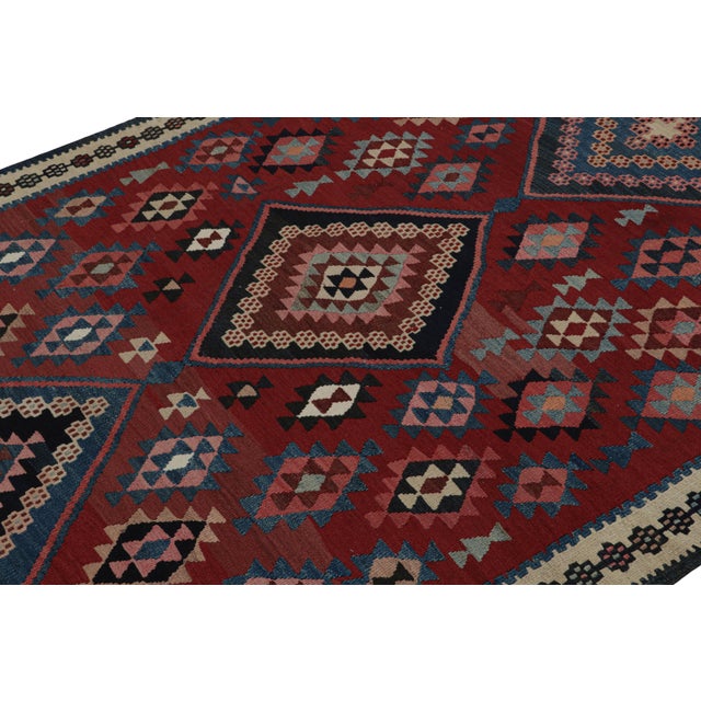 Rug & Kilim Rug & Kilim’s Mashwani Afghan Baluch Kilim in Red & Blue Geometric Patterns For Sale - Image 4 of 7