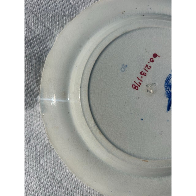 Ceramic Antique Enoch Wood & Sons Trenton Falls Blue Transfer-Ware Plate, C. 1835 For Sale - Image 7 of 7