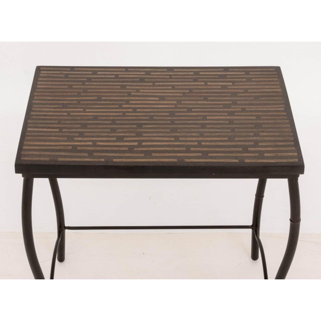 Set of Three Contemporary Mahogany Inlay Nesting Tables For Sale - Image 10 of 11