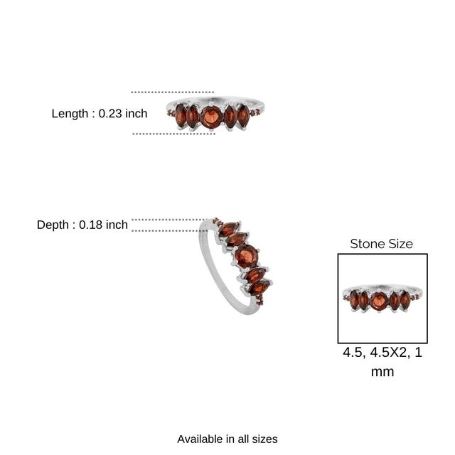 Red Regal Five-Stone February Birthstone Ring Made in 925 Sterling Silver - Size 6.5 For Sale - Image 8 of 9