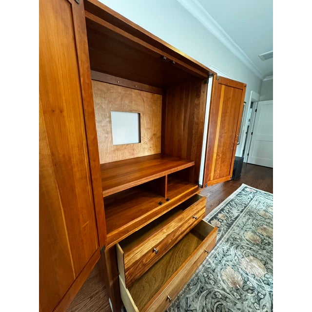 Contemporary Nichols & Stone Solid Cherry Armoire & Entertainment Cabinet For Sale - Image 3 of 6