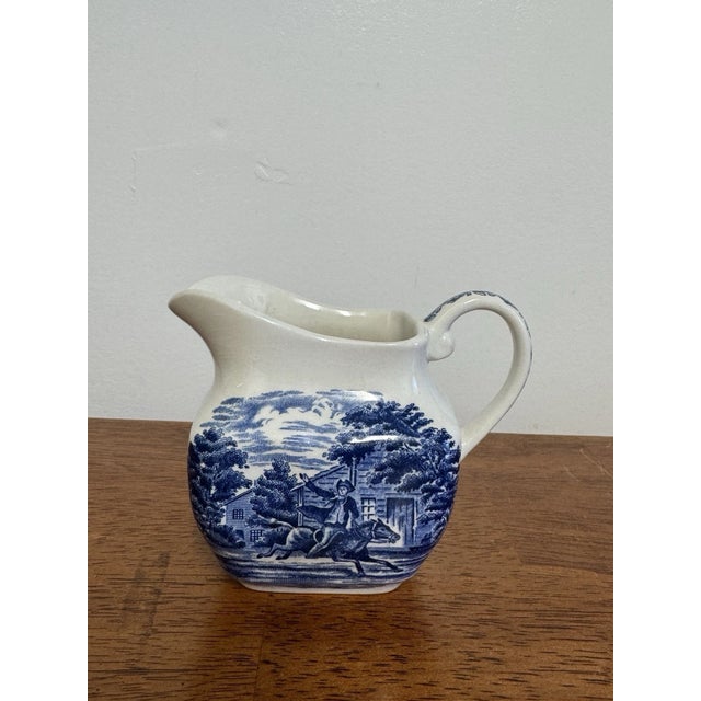 1970s Liberty Blue Betsy Ross England 8 Pc Lot Cups Creamer Sugar Salt Pepper For Sale - Image 10 of 18