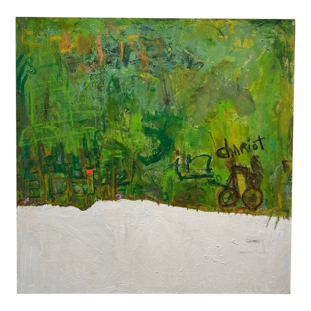 Vibrant Green Abstract Painting For Sale