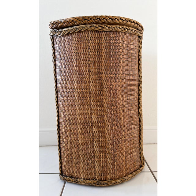Brown Vintage Rattan Hamper Basket For Sale - Image 8 of 10
