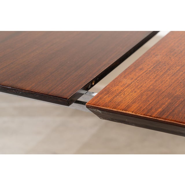 Extendable Dining Table in Stainless Steel and Walnut, 1970s For Sale - Image 11 of 13