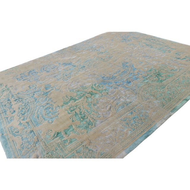 Rug & Kilim Rug & Kilim’s Modern Classics Rug in Beige-Brown & Blue With Floral Patterns For Sale - Image 4 of 8