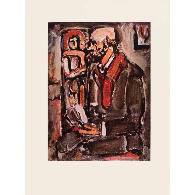 Red 1950s After Georges Rouault, First Edition Period Lithograph "Portrait of Verlaine" For Sale - Image 8 of 8