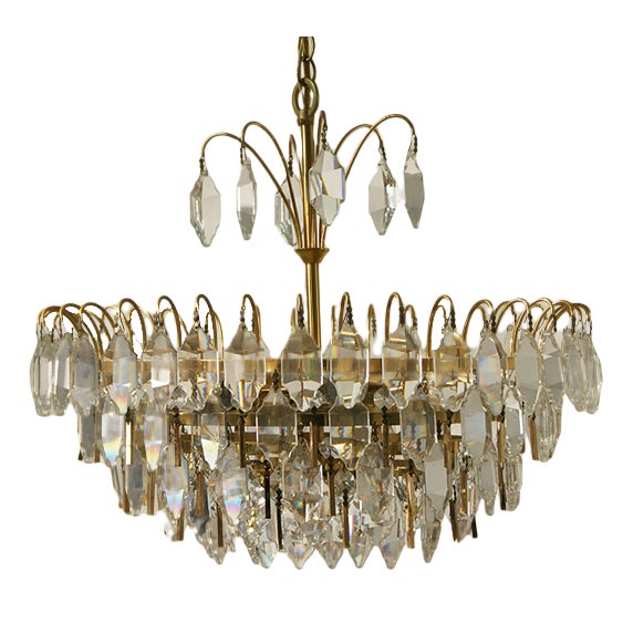 Large Crystal Glass Ceiling Lamp from Palwa For Sale