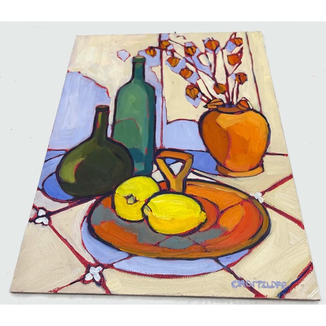 Contemporary "Perennial Fruits" Contemporary Original, Expressive and Colorful, Still Life Oil Painting on Panel For Sale - Image 3 of 7