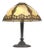 Pittsburgh 6 Bent Panel Slag Glass Leaded Table Lamp For Sale