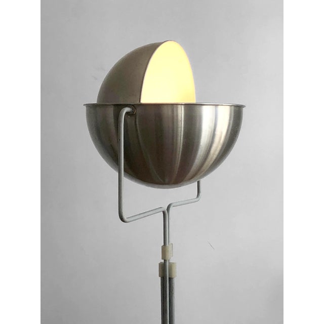 A spectacular space-inspired and quasi-anthropomorphic floor lamp, post-modernist, space-age, complex geometric structure...