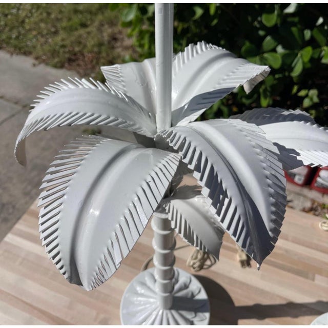 Vintage Tole Painted Metal Palm Tree Form Table Lamps, a Pair For Sale - Image 12 of 12
