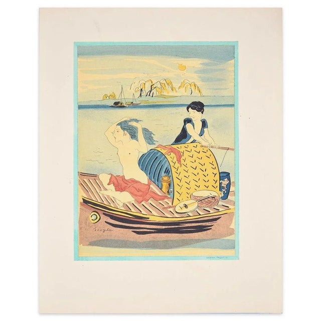 Image dimensions: 20 x 15.2 cm. After Leonard Tsuguharu Foujita Lithographic reproduction in colors, from the set of...