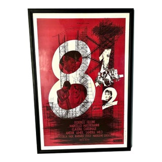 Mid 20th Century Frederico Fellini's 8 1/2 Movie Poster Signed by Barbara Steele For Sale