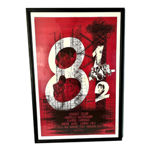 Mid 20th Century Frederico Fellini's 8 1/2 Movie Poster Signed by Barbara Steele