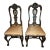 Antique Walnut Dining Chairs Italian Venetian Reverse Painted Glass Pair 1910s For Sale