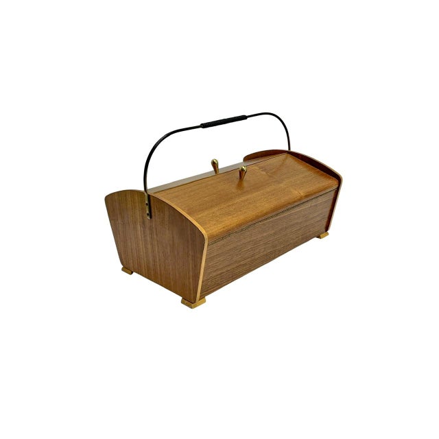 Mid-Century Teak Wood Sewing Storage Box, 1960s For Sale - Image 11 of 11