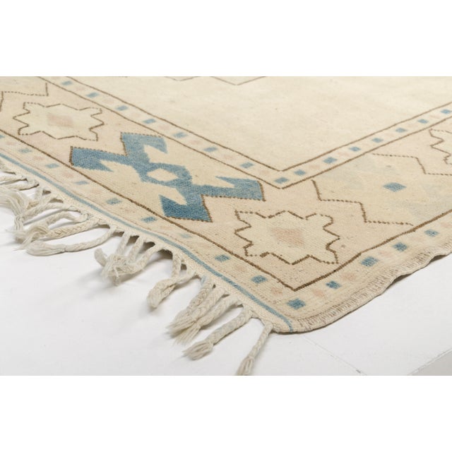 Tan Geometric Wool Tribal Vintage Carpet For Sale - Image 8 of 10