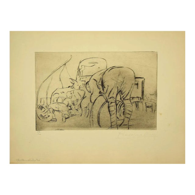 Anselmo Bucci, Military Life, Etching, 1917 For Sale