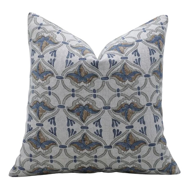 Block Printed Pillow Cover - Thick Linen 18x18 Inch- Hridyavan For Sale