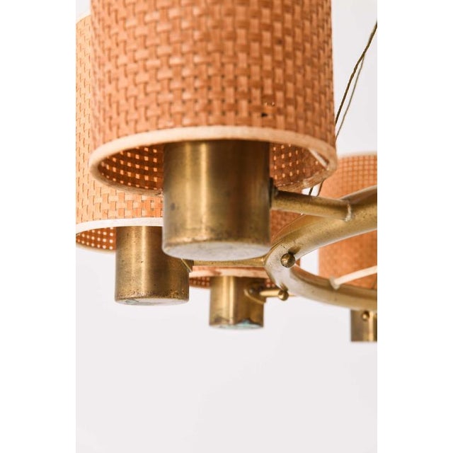 1940s Scandinavian Modern Ceiling Lamp in Brass and Cane by Hans Bergström, 1940s For Sale - Image 5 of 13
