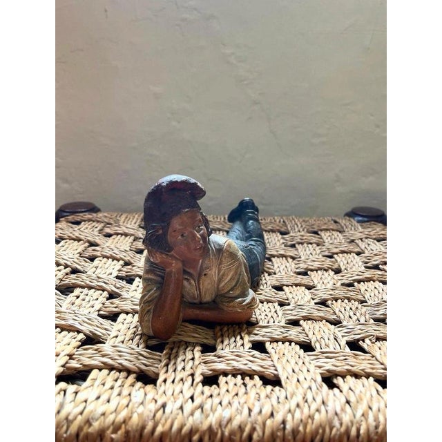 Antique Austrian Hand-Painted Terracotta Boy Figure from Bernard Bloch, 1900 For Sale - Image 3 of 7