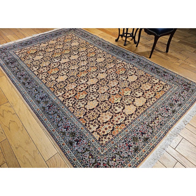 Vintage Turkish Hereke Rug, Hand-Woven Wool, Allover Geometric Design, 7' x 10' For Sale - Image 4 of 18