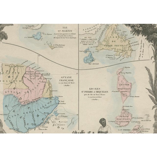 Paper Map of French Colonies in the Americas, 1852 For Sale - Image 7 of 10