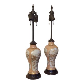 Antique Late 18th / Early 19th Century Chinese Export Porcelain Table Lamps - A Pair For Sale