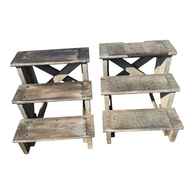 Pair of Wooden Steps For Sale