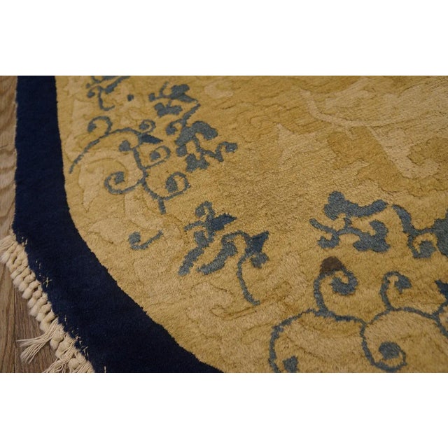 1920s 1920s Beige Foliate Medallion Antique Oval Chinese Peking Rug 3' X 5'9'' Wool Knotted Carpet For Sale - Image 5 of 12