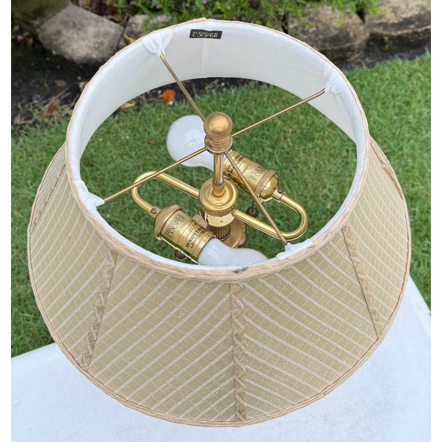 Vintage Frederick Cooper Torchère-Style Brass Table Lamp With Original Shade For Sale - Image 12 of 12