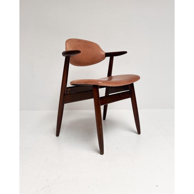Brown Leather Cowhorn Chair, 1970s For Sale - Image 14 of 14