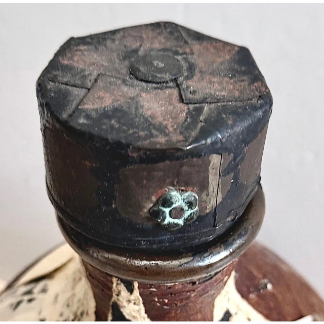 Circa 19th Century Wabi-Sabi Ceramic Paper Metal and Cork Tea Bottle or Vessel For Sale - Image 9 of 15