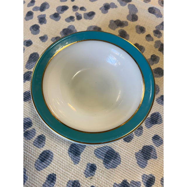 Mid-Century Modern 1970s Tiffany Blue Gold Rimmed Catchall Bowl For Sale - Image 3 of 8