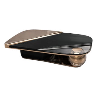 "Maschera" Coffee Table With Bronze, Stainless Steel, Handmade For Sale