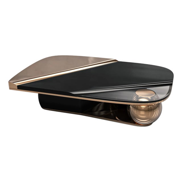 "Maschera" Coffee Table With Bronze, Stainless Steel, Handmade For Sale