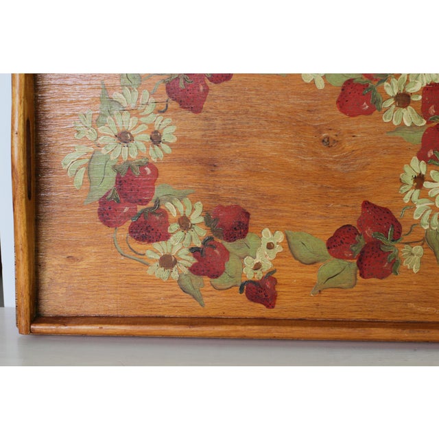 1974 Signed Hand-Painted Strawberry Wooden Tray For Sale In Lexington, KY - Image 6 of 14