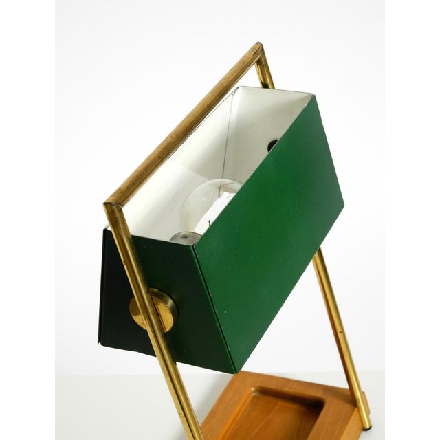 Large Table Lamp with Brass Frame, Teak Base, and Green Lampshade from Temde, 1960s For Sale - Image 17 of 18
