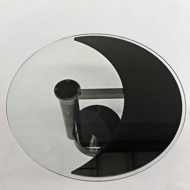 Extendable Round Glass Table Moon attributed to Mario Mazzer for Zanette, 1980s For Sale - Image 4 of 18