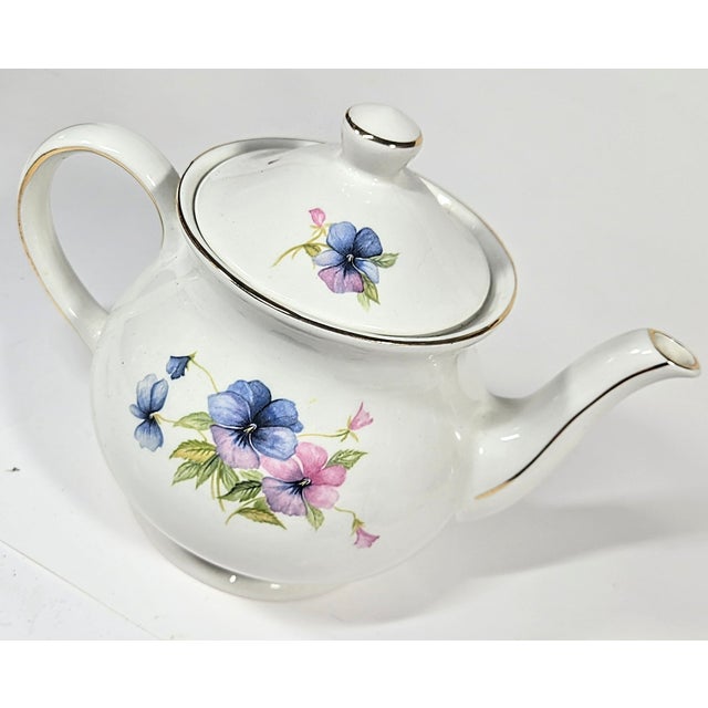 Late 20th Century Pastel Pansies Teapot For Sale - Image 6 of 12