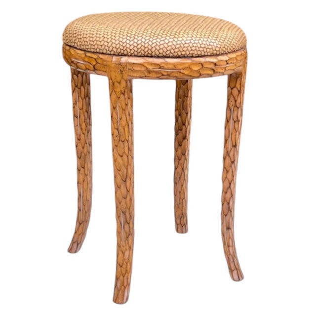 20th Century Regency Style Carved Faux Bois Stool For Sale In Atlanta - Image 6 of 9