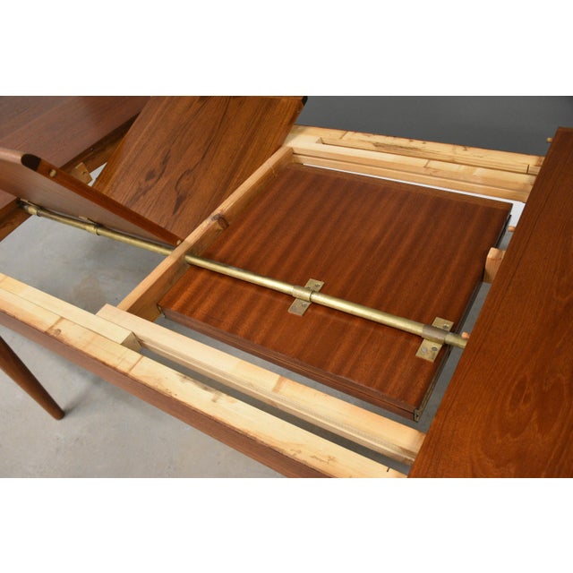 Mid 20th Century Danish Modern Teak Butterfly Leaf Dining Table For Sale In Boston - Image 6 of 13